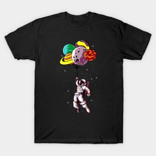 Astronaut With Balloon Planet Funny Space Space T-Shirt